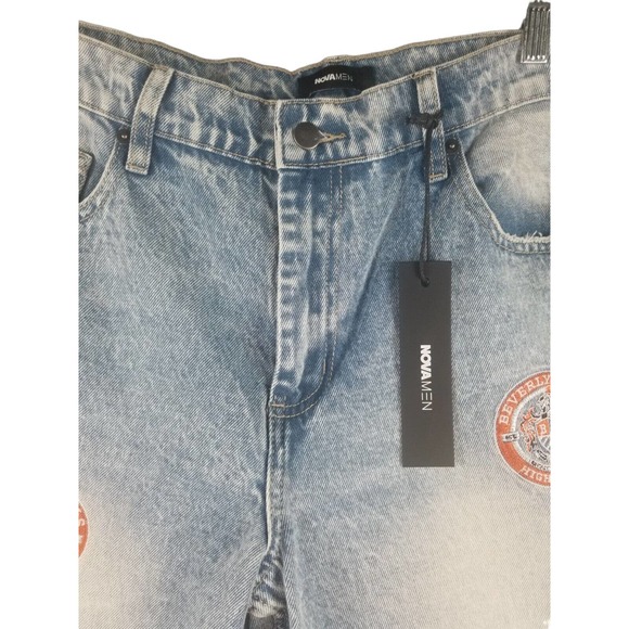 NovaMen Beverly Hills High Patched Carpenter Denim Jeans Mens Size 36x32 New - Picture 5 of 15